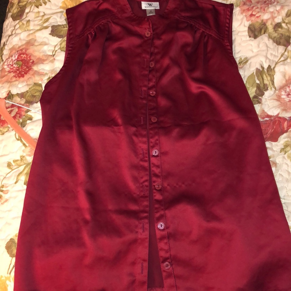 Red button down